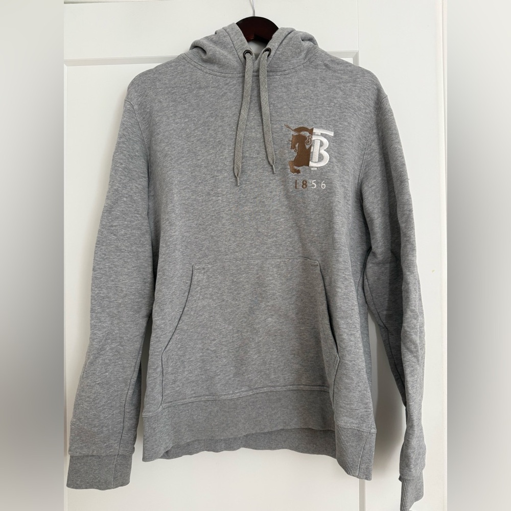 Burberry Gray Logo Hoodie - 100% Authentic